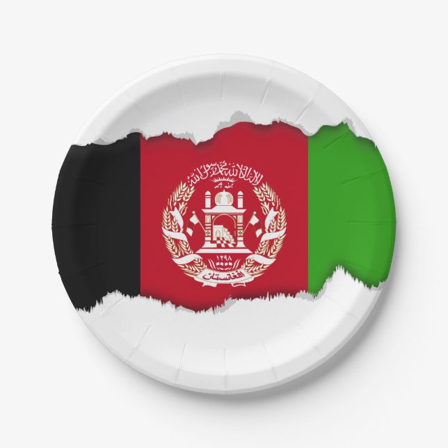 Assiettes En Carton Drapeau de l'Afghanistan (Devant)