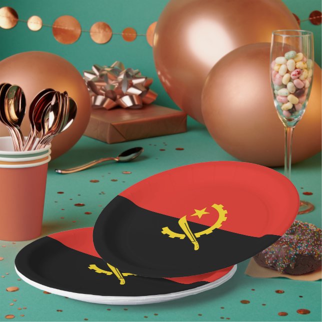 Assiettes En Carton Drapeau de l'Angola (Multi)