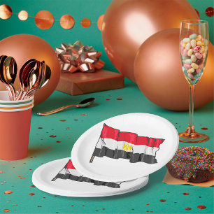 Assiettes En Carton Drapeau de l'Égypte en détresse dessiné à la main
