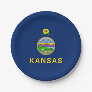 Assiettes En Carton Drapeau de l'État du Kansas
