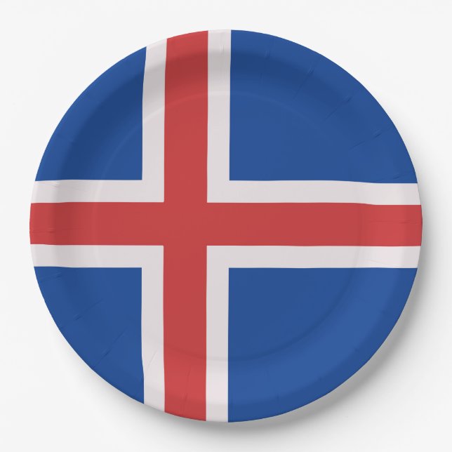 Assiettes En Carton Drapeau de l'Islande (Devant)