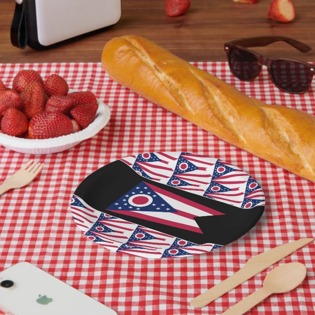 Assiettes En Carton Drapeau de l'Ohio (Pique-nique)