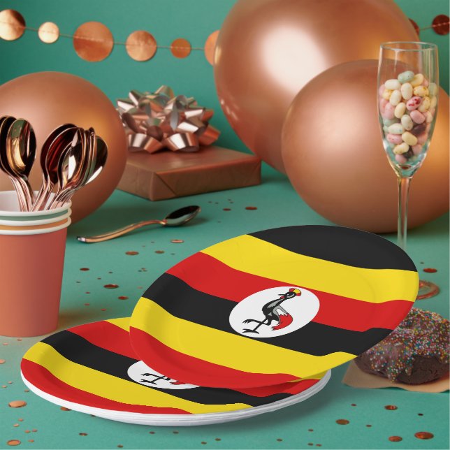 Assiettes En Carton Drapeau de l'Ouganda (Multi)