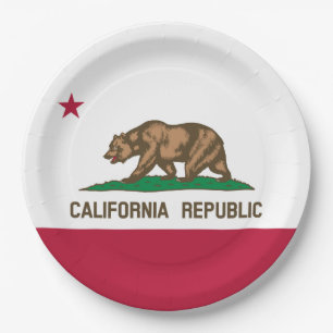 Assiettes En Carton Drapeau de l'ours de la République de Californie :