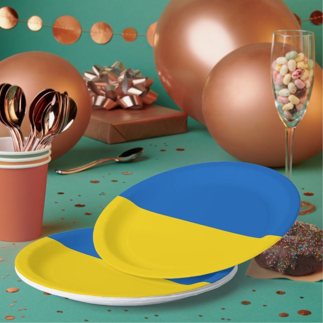Assiettes En Carton Drapeau de l'Ukraine (Multi)
