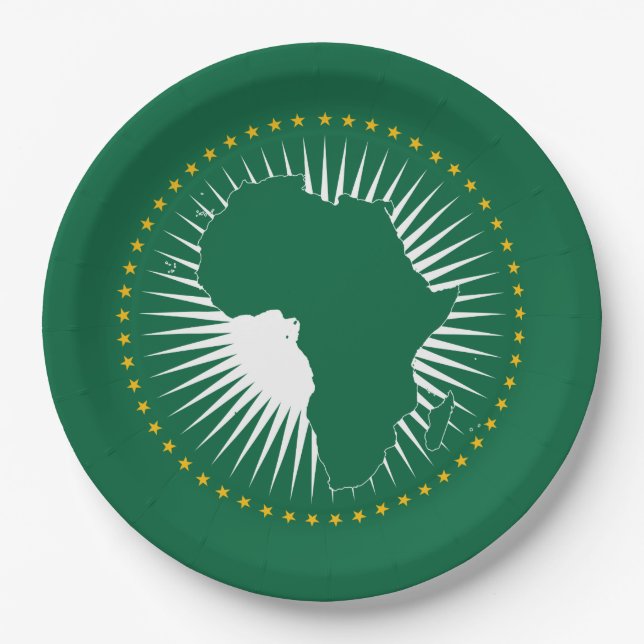 Assiettes En Carton Drapeau de l'Union africaine (continent africain) (Devant)