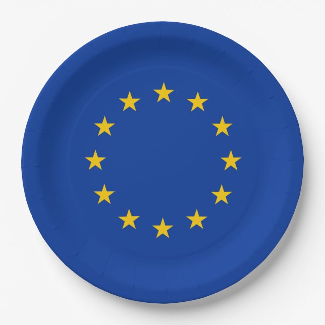 Assiettes En Carton Drapeau de l'Union européenne (UE) (Europe) (Devant)