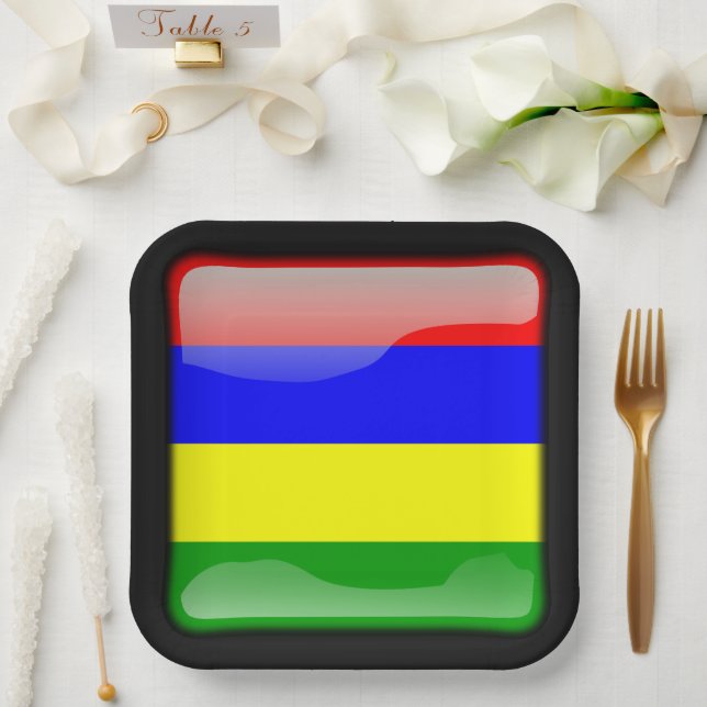 Assiettes En Carton Drapeau de Maurice (Mariage)