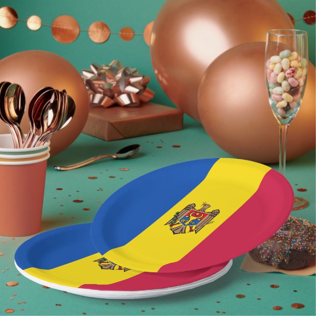 Assiettes En Carton Drapeau de Moldavie (Multi)