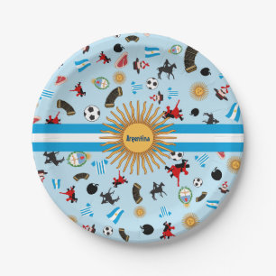 Assiettes En Carton Drapeau de pays de l'Argentine avec les articles