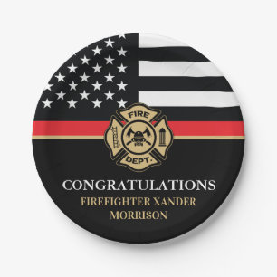 Assiettes En Carton Drapeau de pompier Graduation de l'académie de pom