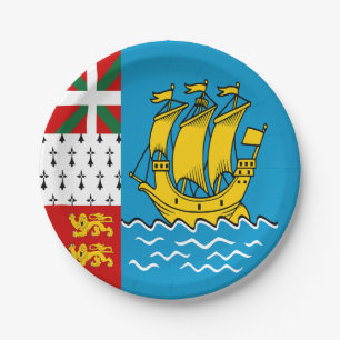 Assiettes En Carton Drapeau de Saint-Pierre-et-Miquelon