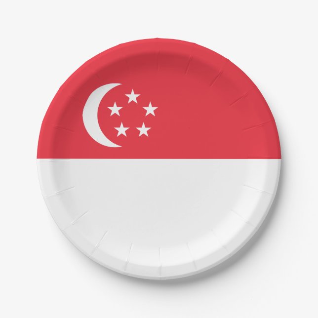 Assiettes En Carton Drapeau de Singapour (Devant)