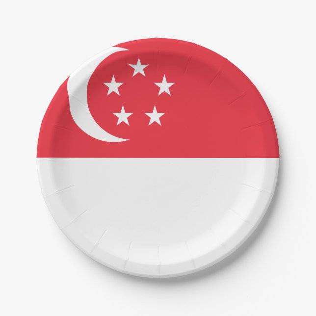 Assiettes En Carton Drapeau de Singapour (Devant)