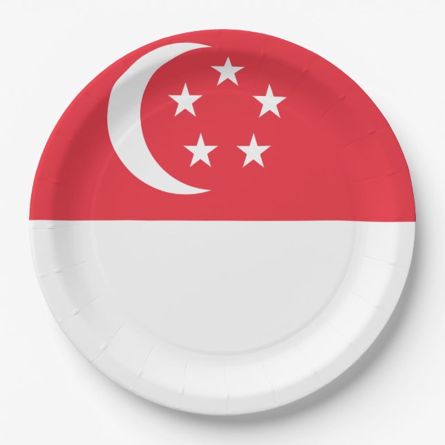 Assiettes En Carton Drapeau de Singapour (Devant)