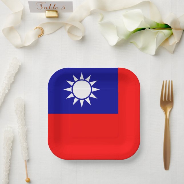 Assiettes En Carton Drapeau de Taïwan : République de Chine, Taipei ch (Mariage)