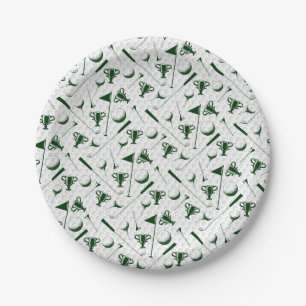 Assiettes En Carton Drapeau des clubs de golf Green White Golf Ball