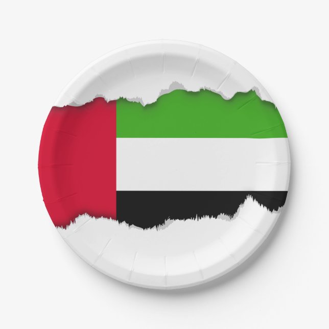 Assiettes En Carton Drapeau des EAU Emirats Arabes Unis (Devant)