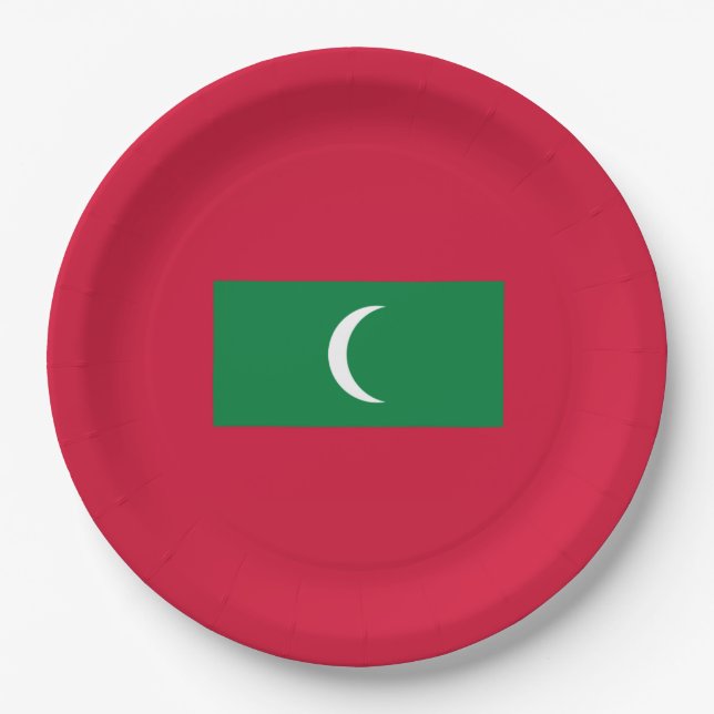 Assiettes En Carton Drapeau des Maldives (République des Maldives) (Devant)
