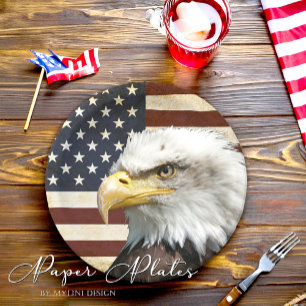 Assiettes En Carton Drapeau des USA Etats-Unis de cru avec l'Américai