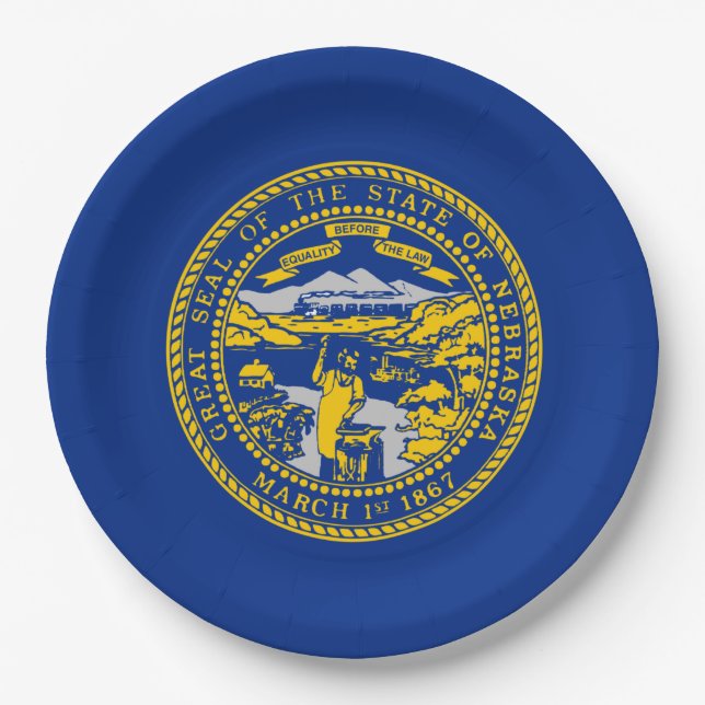 Assiettes En Carton Drapeau d'État du Nebraska (Devant)