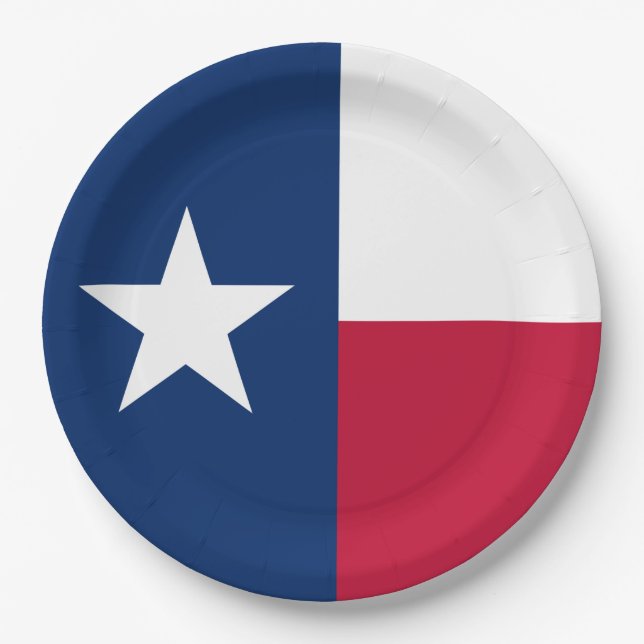 Assiettes En Carton Drapeau d'État texan (Texas) (Devant)