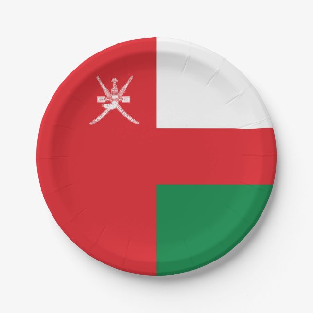 Assiettes En Carton Drapeau d'Oman (Devant)
