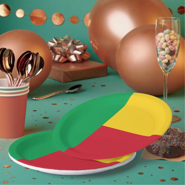 Assiettes En Carton Drapeau du Bénin (Multi)