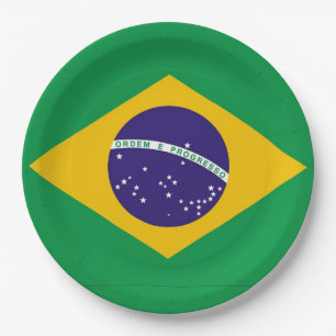 Assiettes En Carton Drapeau du Brésil Bandeira do Brasil