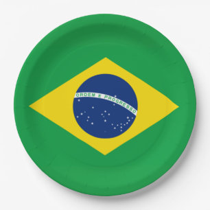 Assiettes En Carton Drapeau du Brésil Coupe du Monde 2026 Football Bra