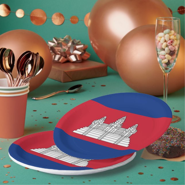 Assiettes En Carton drapeau du Cambodge (Multi)
