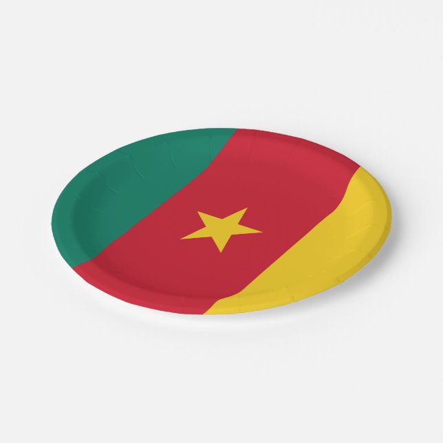 Assiettes En Carton drapeau du Cameroun (Angle)