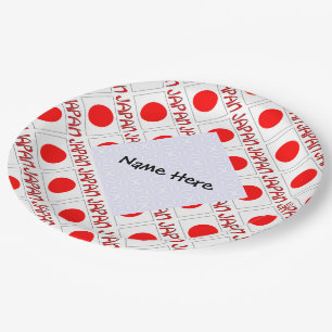 Assiettes En Carton Drapeau du Japon en mosaïque avec personnalisation