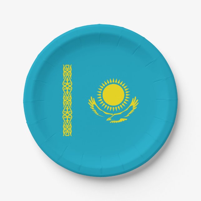 Assiettes En Carton Drapeau du Kazakhstan (Devant)