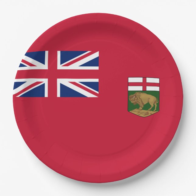 Assiettes En Carton Drapeau du Manitoba (Devant)