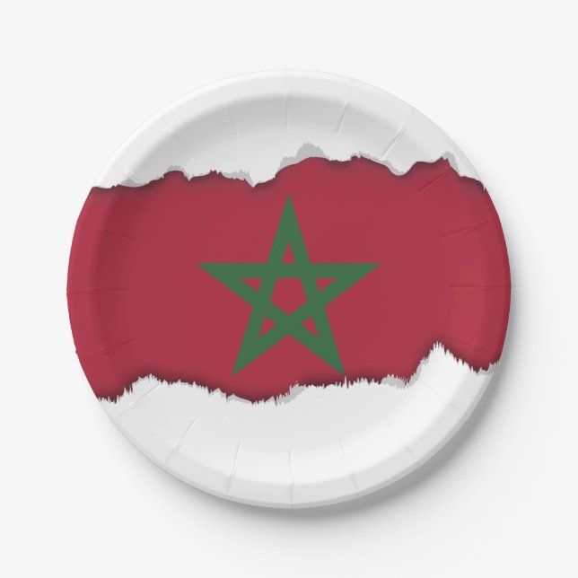 Assiettes En Carton Drapeau du Maroc (Devant)