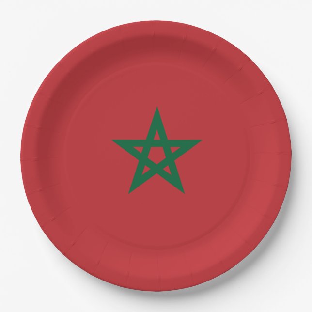 Assiettes En Carton Drapeau du Maroc (Devant)