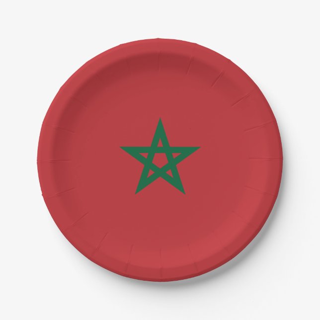 Assiettes En Carton Drapeau du Maroc (Devant)