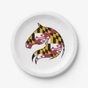 Assiettes En Carton Drapeau du Maryland Tête de Cheval Papier Joue