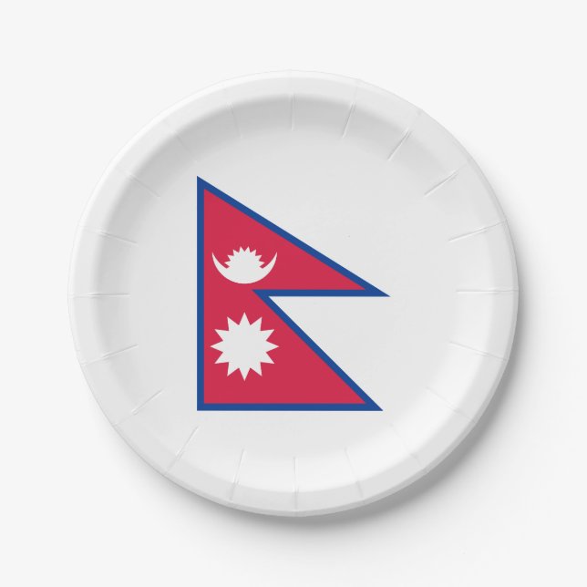 Assiettes En Carton Drapeau du Népal (Devant)