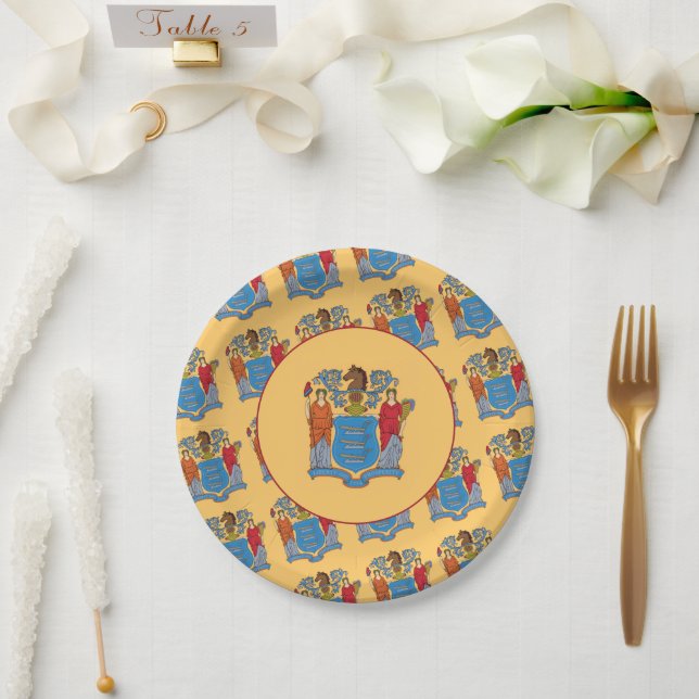 Assiettes En Carton Drapeau du New Jersey (Mariage)