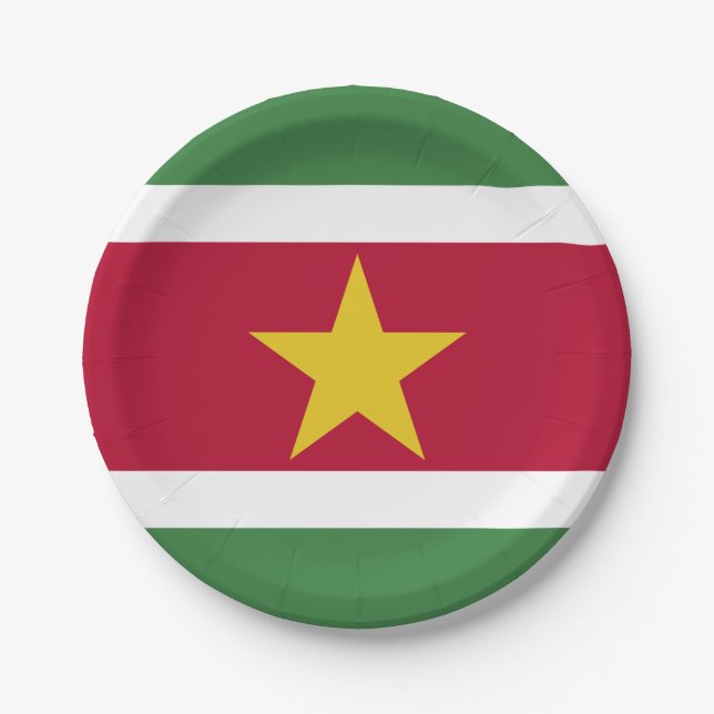 Assiettes En Carton Drapeau du Suriname (Devant)