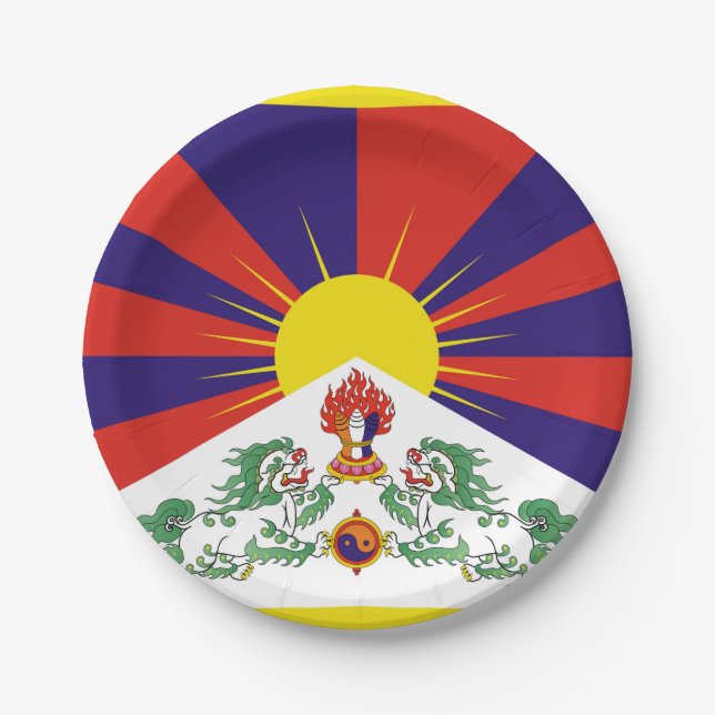 Assiettes En Carton Drapeau du Tibet libre (Devant)