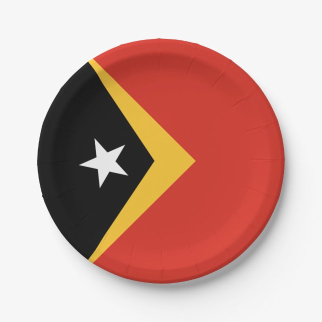 Assiettes En Carton Drapeau du Timor oriental (Devant)