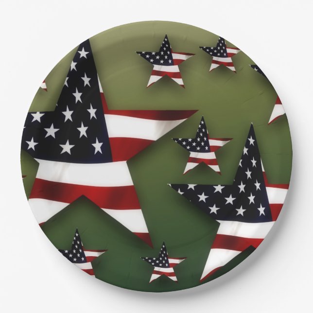 Assiettes En Carton Drapeau d'Usa (Devant)