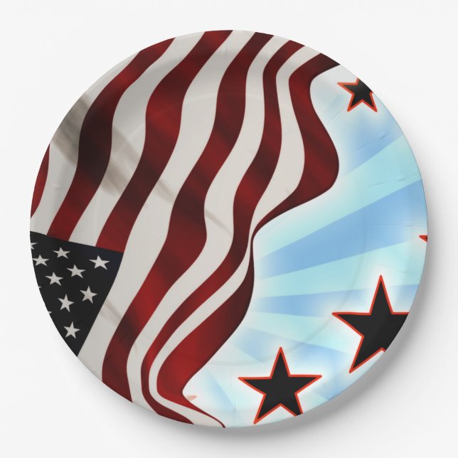 Assiettes En Carton Drapeau d'Usa (Devant)