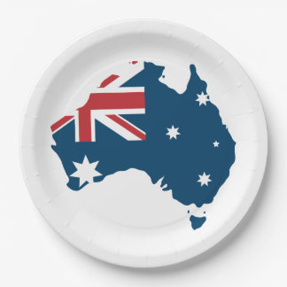Assiettes En Carton Drapeau et carte de l'Australie