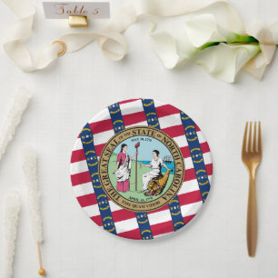 Assiettes En Carton Drapeau et sceau de Caroline du Nord, Caroline du 
