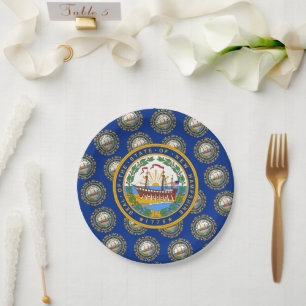 Assiettes En Carton Drapeau et sceau de Granite Stater, New Hampshire