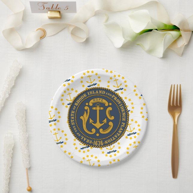 Assiettes En Carton Drapeau et sceau de Rhode Islander, Rhode Island (Mariage)